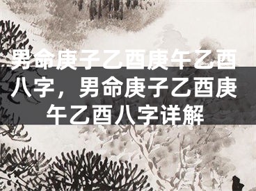 男命庚子乙酉庚午乙酉八字，男命庚子乙酉庚午乙酉八字详解