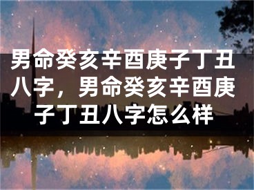 男命癸亥辛酉庚子丁丑八字，男命癸亥辛酉庚子丁丑八字怎么样