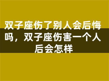 双子座伤了别人会后悔吗,双子座伤害一个人后会怎样