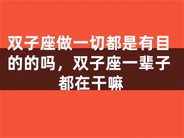 双子座做一切都是有目的的吗，双子座一辈子都在干嘛