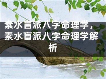 素水盲派八字命理学，素水盲派八字命理学解析