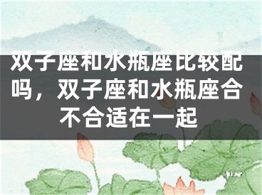 双子座和水瓶座比较配吗,双子座和水瓶座合不合适在一起