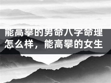 能高攀的男命八字命理怎么样，能高攀的女生