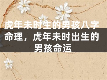 虎年未时生的男孩八字命理，虎年未时出生的男孩命运