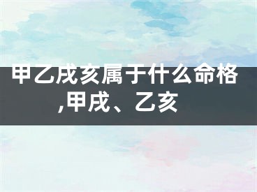 甲乙戌亥属于什么命格,甲戌、乙亥