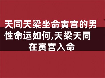 天同天梁坐命寅宫的男性命运如何,天梁天同在寅宫入命
