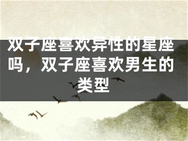 双子座喜欢异性的星座吗,双子座喜欢男生的类型
