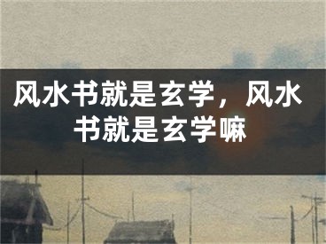 风水书就是玄学，风水书就是玄学嘛