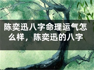 陈奕迅八字命理运气怎么样，陈奕迅的八字