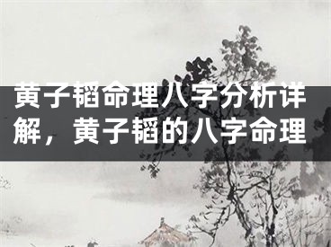 黄子韬命理八字分析详解，黄子韬的八字命理