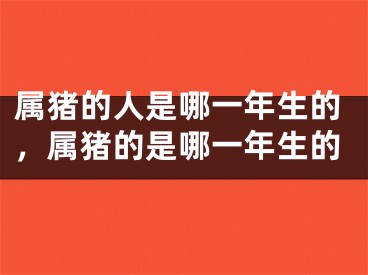 属猪的人是哪一年生的，属猪的是哪一年生的