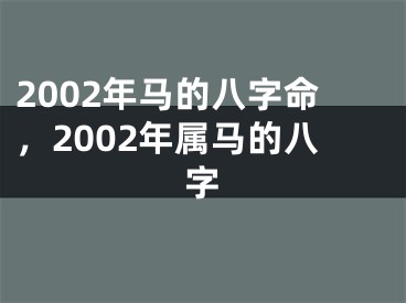2002年马的八字命,2002年属马的八字