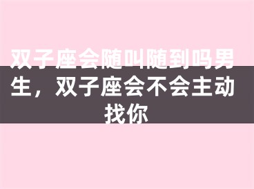 双子座会随叫随到吗男生，双子座会不会主动找你