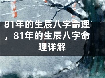 81年的生辰八字命理,81年的生辰八字命理详解