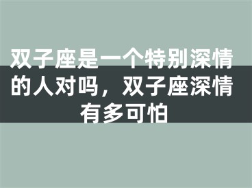 双子座是一个特别深情的人对吗,双子座深情有多可怕
