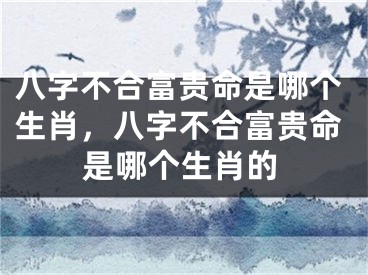 八字不合富贵命是哪个生肖，八字不合富贵命是哪个生肖的