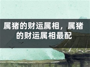 属猪的财运属相，属猪的财运属相最配