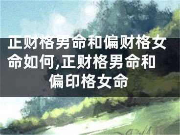 正财格男命和偏财格女命如何,正财格男命和偏印格女命