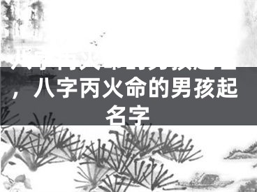 八字丙火命的男孩起名，八字丙火命的男孩起名字