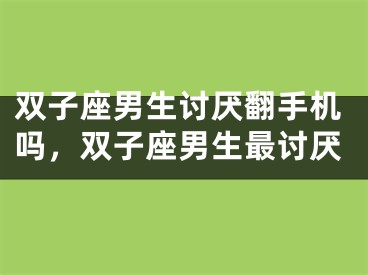 双子座男生讨厌翻手机吗，双子座男生最讨厌