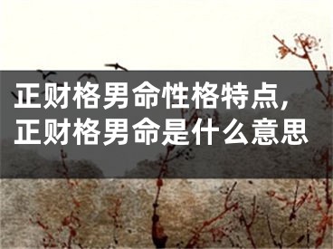 正财格男命性格特点,正财格男命是什么意思
