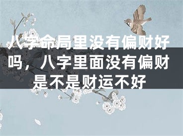 八字命局里没有偏财好吗，八字里面没有偏财是不是财运不好