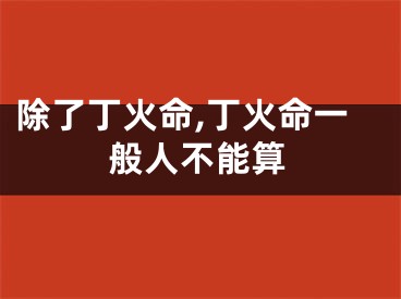 除了丁火命,丁火命一般人不能算