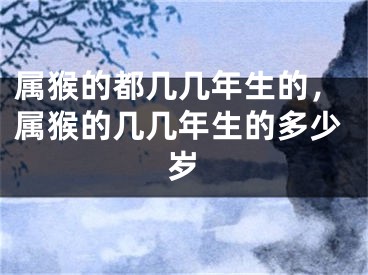 属猴的都几几年生的，属猴的几几年生的多少岁