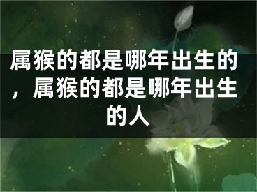 属猴的都是哪年出生的，属猴的都是哪年出生的人