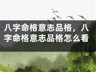 八字命格意志品格，八字命格意志品格怎么看