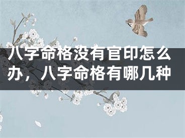 八字命格没有官印怎么办，八字命格有哪几种