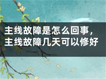 主线故障是怎么回事，主线故障几天可以修好