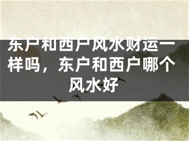 东户和西户风水财运一样吗，东户和西户哪个风水好