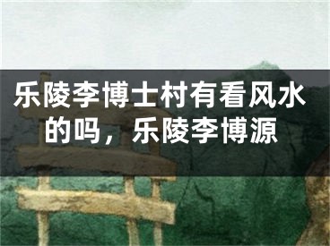 乐陵李博士村有看风水的吗，乐陵李博源