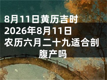 8月11日黄历吉时 2026年8月11日农历六月二十九适合剖腹产吗