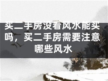 买二手房没看风水能买吗，买二手房需要注意哪些风水