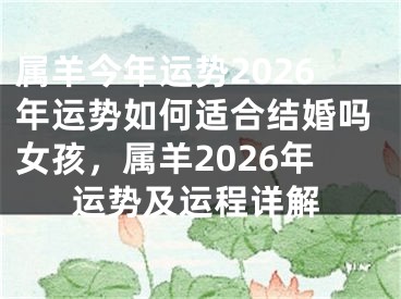 属羊今年运势2026年运势如何适合结婚吗女孩，属羊2026年运势及运程详解
