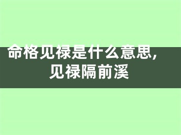 命格见禄是什么意思,见禄隔前溪