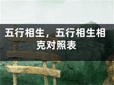 五行相生，五行相生相克对照表