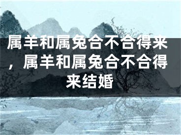 属羊和属兔合不合得来，属羊和属兔合不合得来结婚