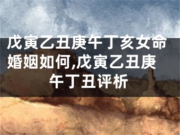 戊寅乙丑庚午丁亥女命婚姻如何,戊寅乙丑庚午丁丑评析