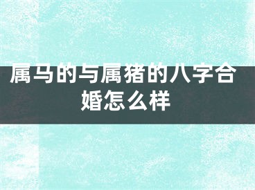 属马的与属猪的八字合婚怎么样