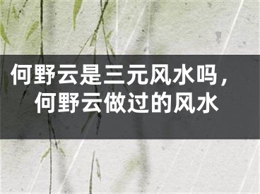何野云是三元风水吗，何野云做过的风水