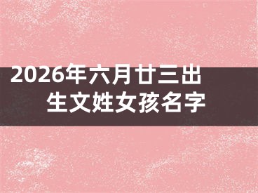 2026年六月廿三出生文姓女孩名字