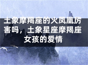 土象摩羯座的火凤凰厉害吗,土象星座摩羯座女孩的爱情