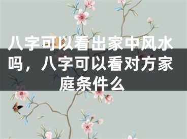 八字可以看出家中风水吗,八字可以看对方家庭条件么