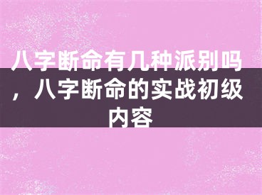 八字断命有几种派别吗，八字断命的实战初级内容