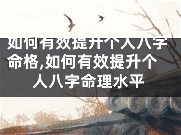 如何有效提升个人八字命格,如何有效提升个人八字命理水平