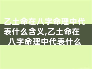 乙土命在八字命理中代表什么含义,乙土命在八字命理中代表什么