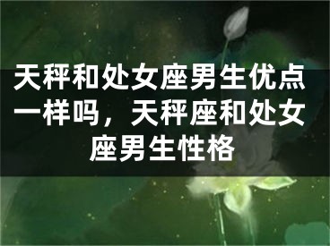 天秤和处女座男生优点一样吗,天秤座和处女座男生性格